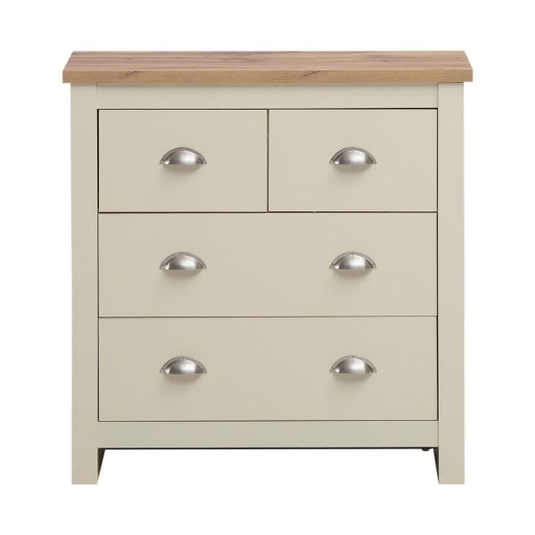 Lisbon Chest of 4 Drawers in Cream and cascading Oak - Image 2