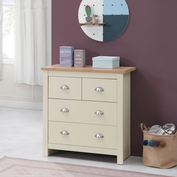 Lisbon Chest of 4 Drawers in Cream and cascading Oak - Image 3