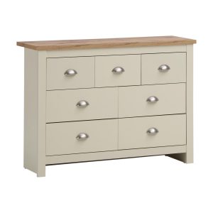 Lisbon Chest of 7 Drawers in Cream and cascading Oak