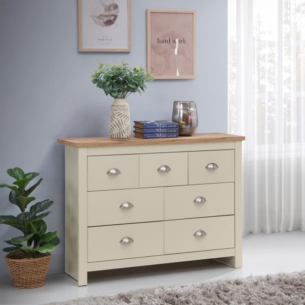 Lisbon 2 Piece Set (3+4 Chest, 2 Drw Bedside) Cream and Oak - Image 2