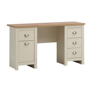 Lisbon 5 Drawer Desk in Oak and Cream