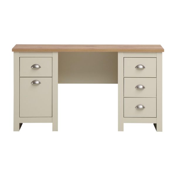 Lisbon 5 Drawer Desk in Oak and Cream - Image 2