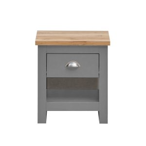 Lisbon Nightstand with 1 Drawer in Light Grey and Oak