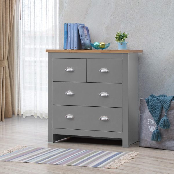 Lisbon Chest of 4 Drawers in Grey and Oak - Image 2