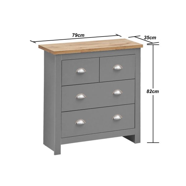 Lisbon Chest of 4 Drawers in Grey and Oak - Image 7