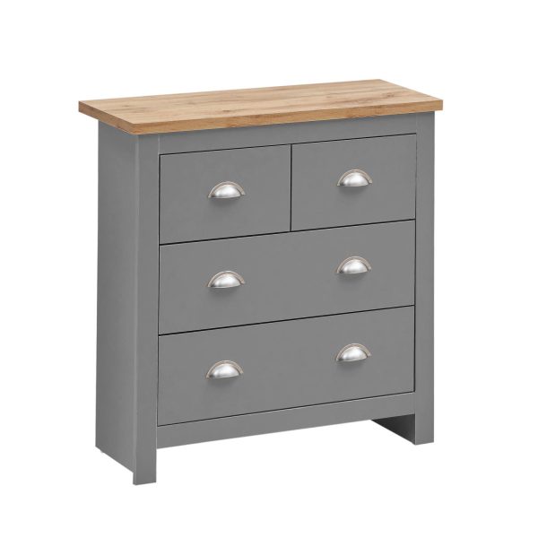 Lisbon Chest of 4 Drawers in Grey and Oak - Image 8