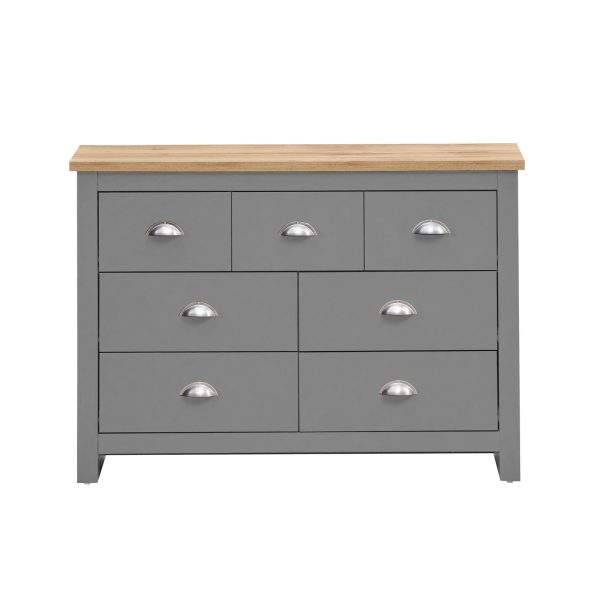 Lisbon Chest of 7 Drawers in Grey and Oak