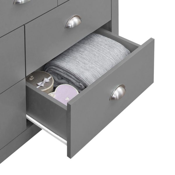 Lisbon Chest of 7 Drawers in Grey and Oak - Image 6