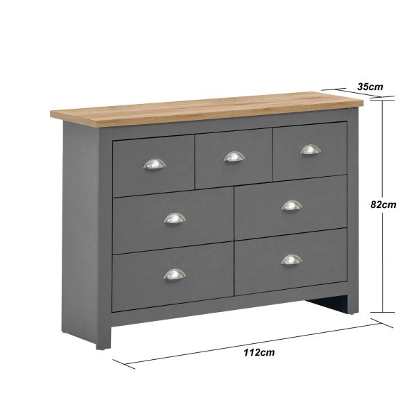 Lisbon Chest of 7 Drawers in Grey and Oak - Image 7