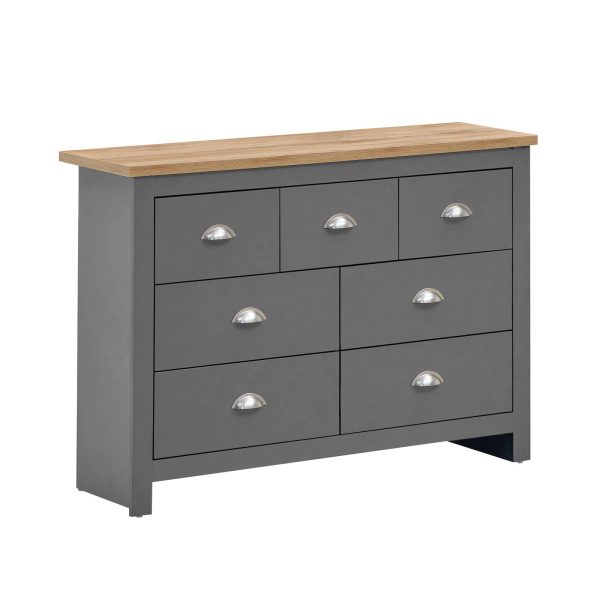 Lisbon Chest of 7 Drawers in Grey and Oak - Image 8