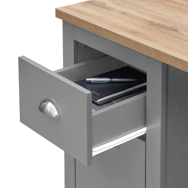 Lisbon 5 Drawer Desk in Grey and Oak - Image 4