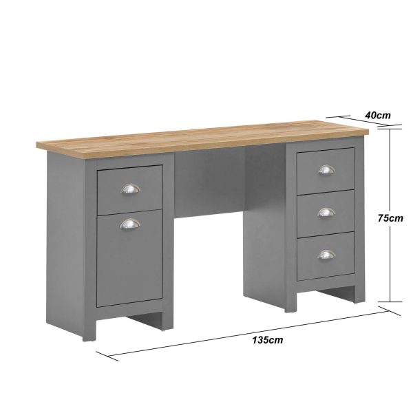 Lisbon 5 Drawer Desk in Grey and Oak - Image 6