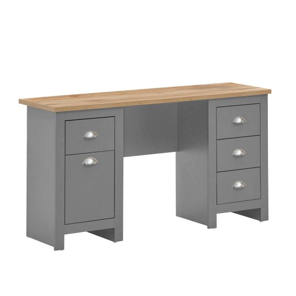 Lisbon 5 Drawer Desk in Grey and Oak - Image 7