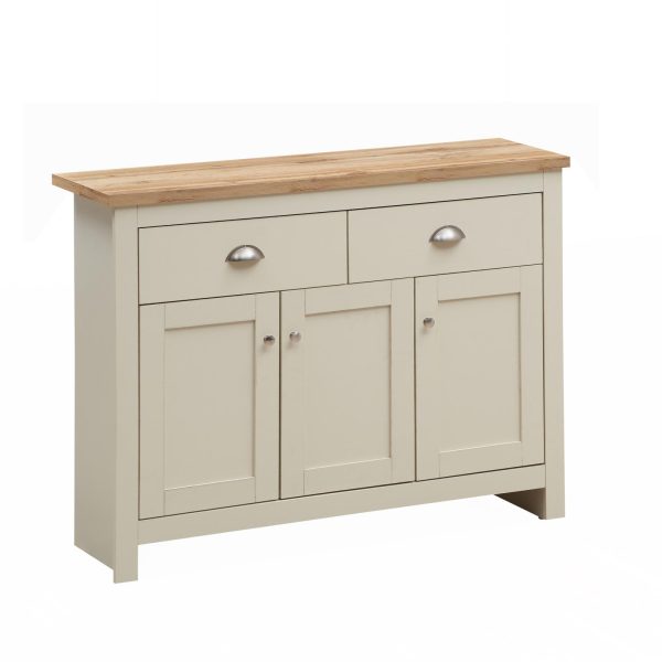 Lisbon Sideboard with 3 Doors 2 Drawers in Cream and Oak