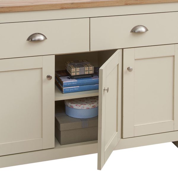 Lisbon Sideboard with 3 Doors 2 Drawers in Cream and Oak - Image 5