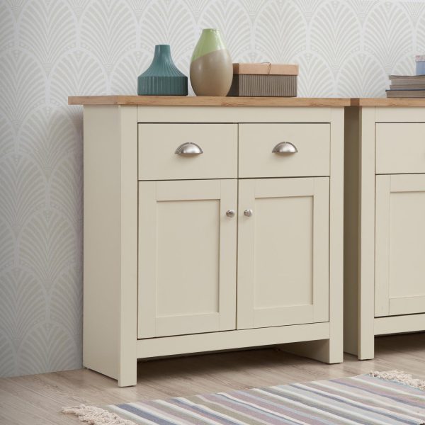 Lisbon Sideboard with 2 Doors & 2 Drawers in Cream and cascading Oak - Image 3