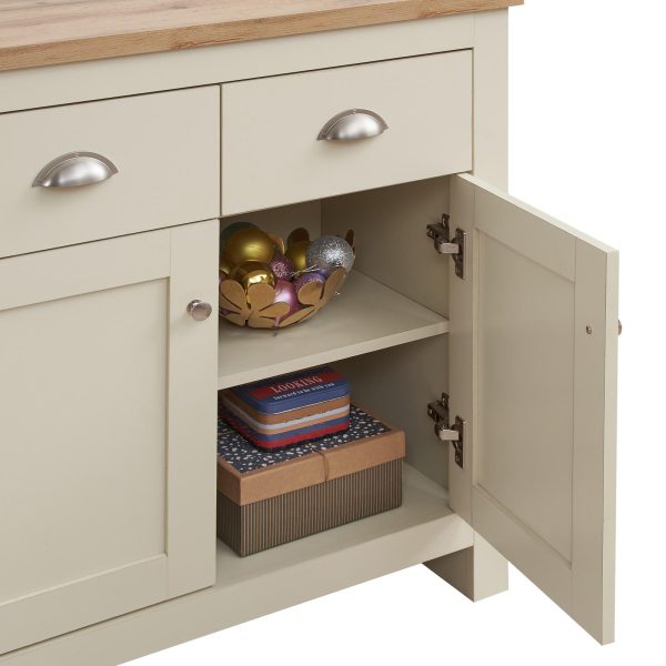 Lisbon Sideboard with 2 Doors & 2 Drawers in Cream and cascading Oak - Image 6