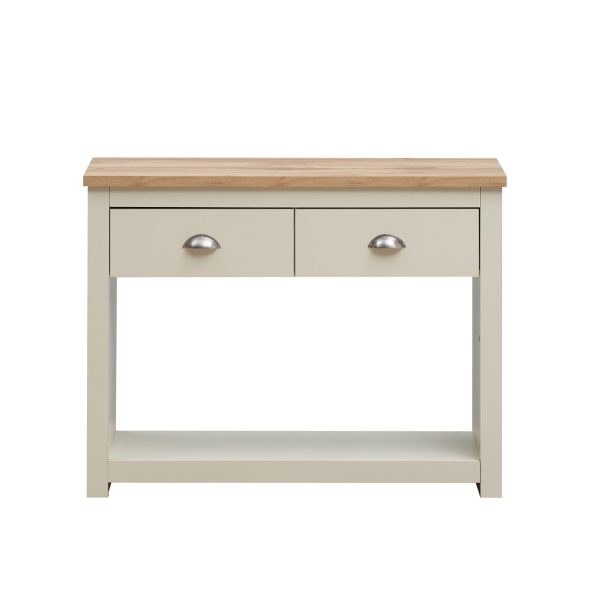 Lisbon 2 Drawer Console Table in Cream and Oak - Image 2