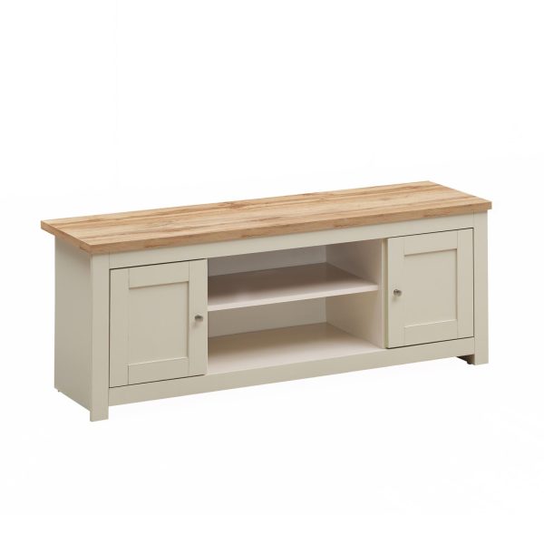 Lisbon TV Unit 2 Doors 1 Shelf in Cream and Oak - Image 2