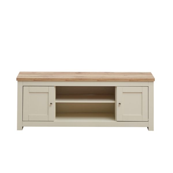 Lisbon TV Unit 2 Doors 1 Shelf in Cream and Oak - Image 3