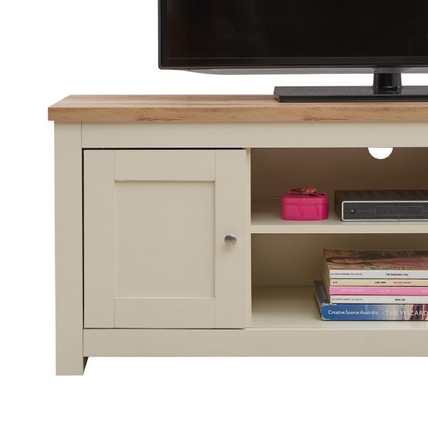 Lisbon TV Unit 2 Doors 1 Shelf in Cream and Oak - Image 4