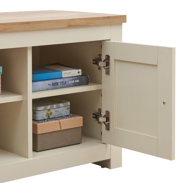 Lisbon TV Unit 2 Doors 1 Shelf in Cream and Oak - Image 5