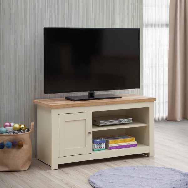 Lisbon TV Unit 1 Door 1 Shelf in Cream and Oak - Image 3