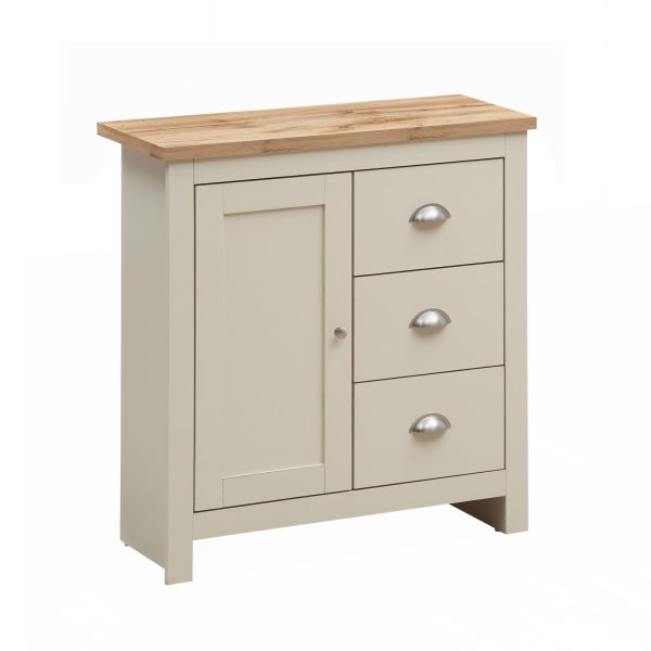 Lisbon Sideboard with 1 Door & 3 Drawers in Cream and Oak