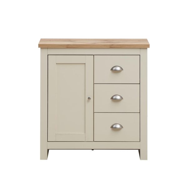 Lisbon Sideboard with 1 Door & 3 Drawers in Cream and Oak - Image 2