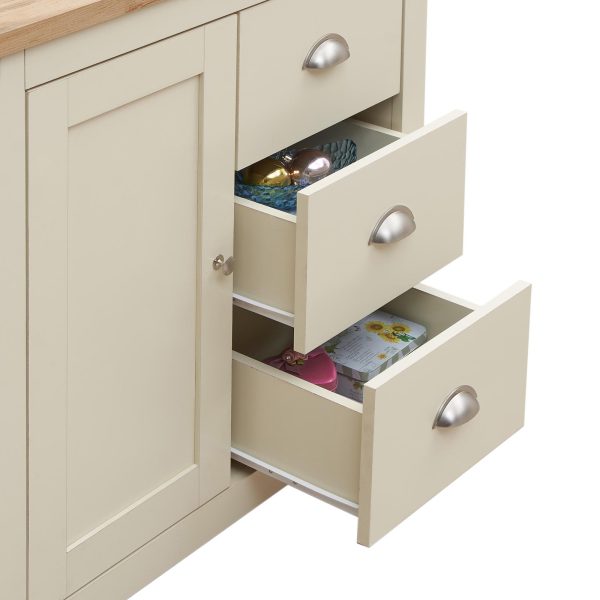 Lisbon Sideboard with 1 Door & 3 Drawers in Cream and Oak - Image 4