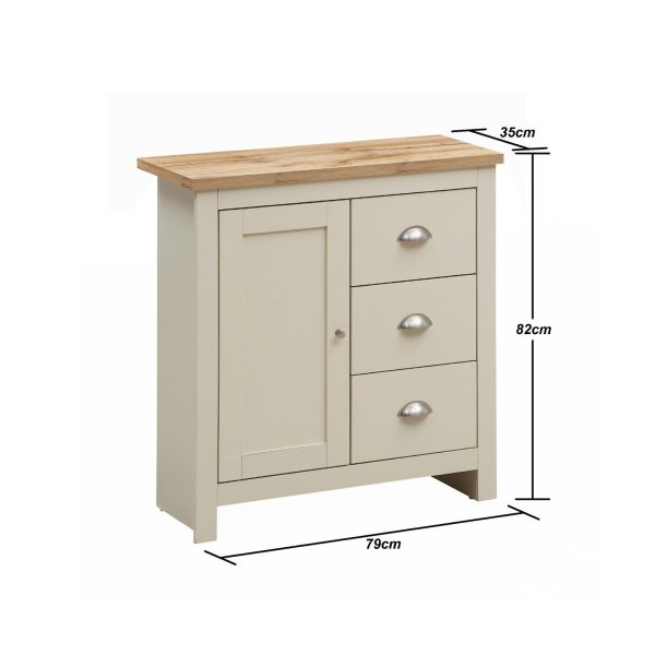 Lisbon Sideboard with 1 Door & 3 Drawers in Cream and Oak - Image 7