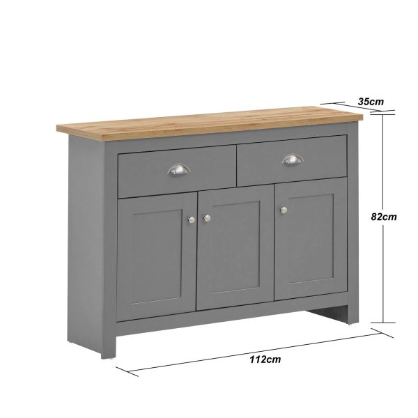 Lisbon Sideboard with 3 Doors & 2 Drawers in Grey and Oak - Image 2