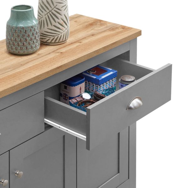 Lisbon Sideboard with 3 Doors & 2 Drawers in Grey and Oak - Image 4