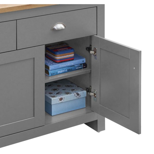 Lisbon Sideboard with 3 Doors & 2 Drawers in Grey and Oak - Image 5