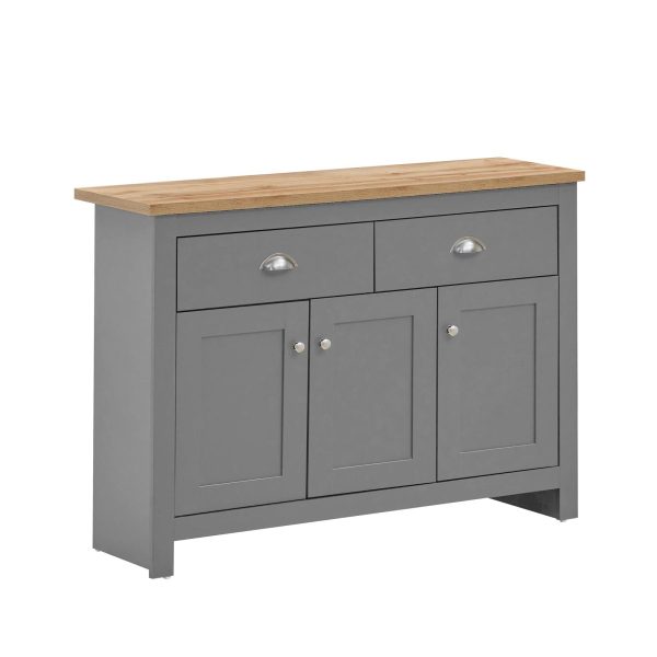 Lisbon Sideboard with 3 Doors & 2 Drawers in Grey and Oak - Image 8