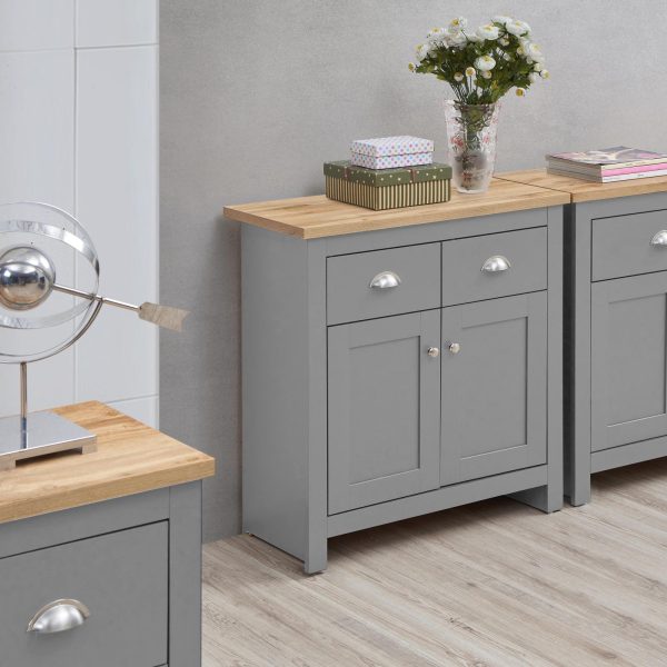 Lisbon Sideboard with 2 Doors & 2 Drawers in Grey and Oak - Image 3