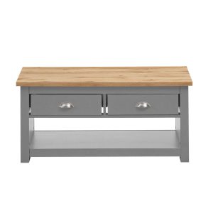 Lisbon 2 Drawer Coffee Table in Grey and Oak