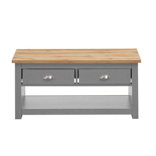 Lisbon 2 Drawer Coffee Table in Grey and Oak