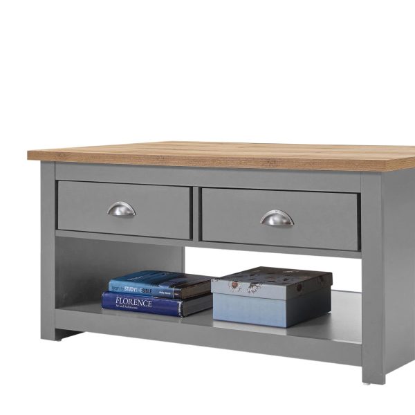 Lisbon 2 Drawer Coffee Table in Grey and Oak - Image 7