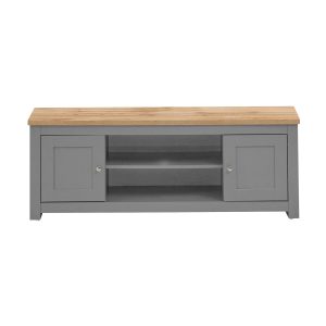 Lisbon TV Unit 2 Doors 1 Shelf in Light Grey and Oak