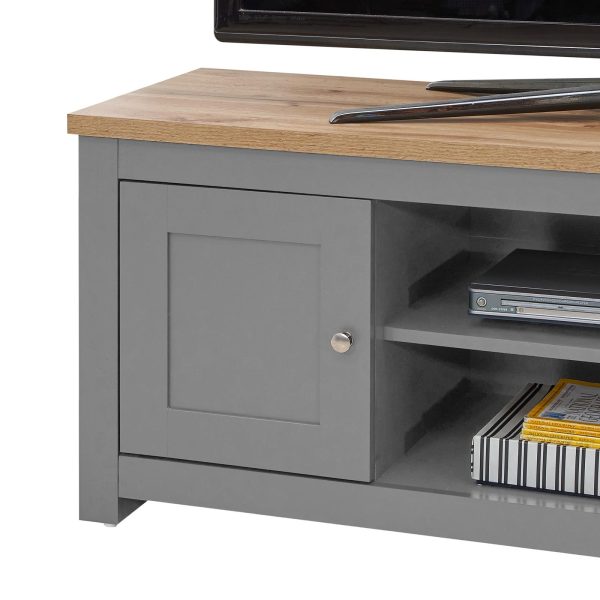 Lisbon TV Unit 2 Doors 1 Shelf in Light Grey and Oak - Image 4