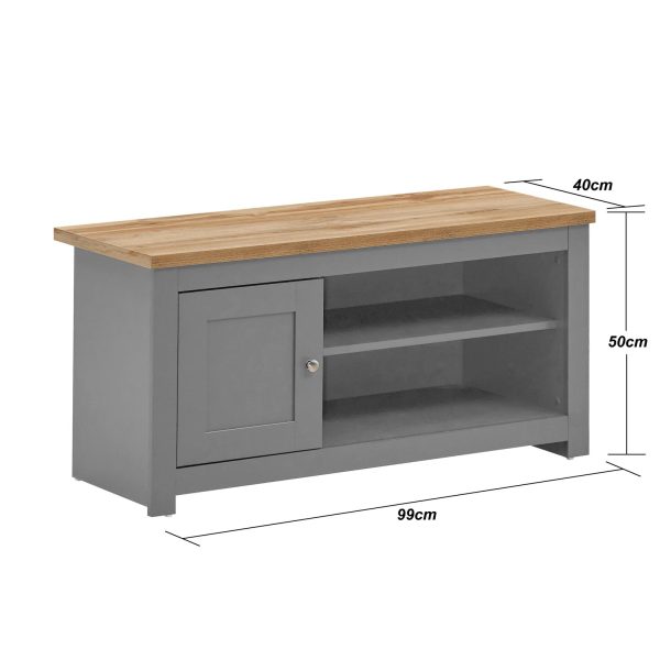 Lisbon TV Unit 1 Door 1 Shelf in Light Grey and Oak - Image 2