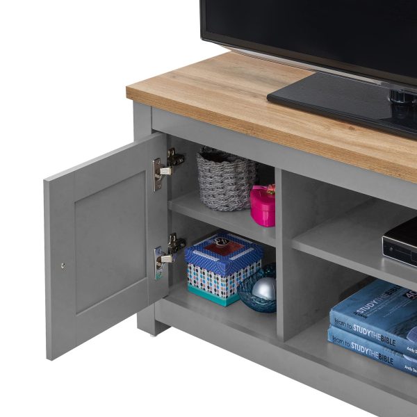 Lisbon TV Unit 1 Door 1 Shelf in Light Grey and Oak - Image 4