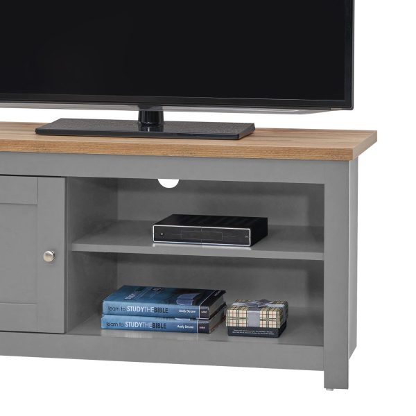 Lisbon TV Unit 1 Door 1 Shelf in Light Grey and Oak - Image 6