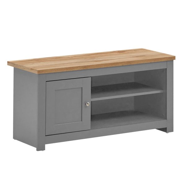 Lisbon TV Unit 1 Door 1 Shelf in Light Grey and Oak - Image 7