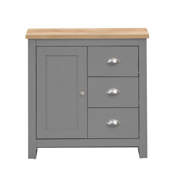 Lisbon Sideboard with 1 Door & 3 Drawers in Grey and Oak