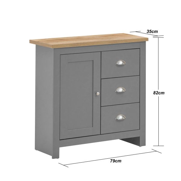 Lisbon Sideboard with 1 Door & 3 Drawers in Grey and Oak - Image 2