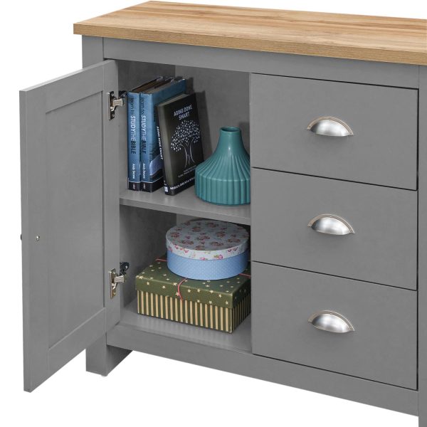 Lisbon Sideboard with 1 Door & 3 Drawers in Grey and Oak - Image 6