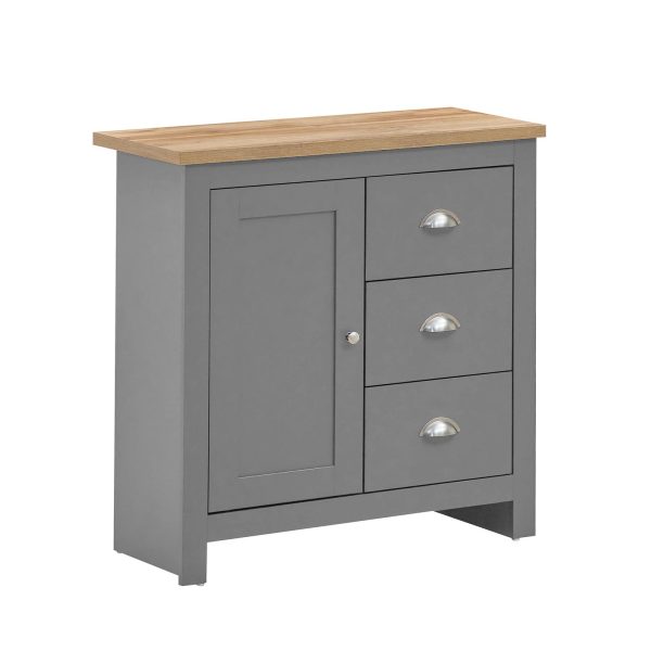 Lisbon Sideboard with 1 Door & 3 Drawers in Grey and Oak - Image 7