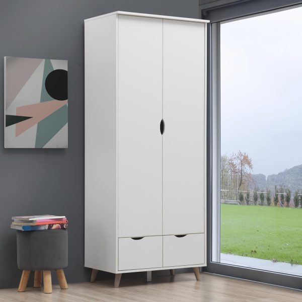 Pulford 2 Door Wardrobe with 2 Drawers in White - Image 9